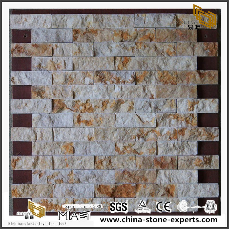 Mosaic Wall Tile Beige Marble Mosaic Rough Natural Stone Surface