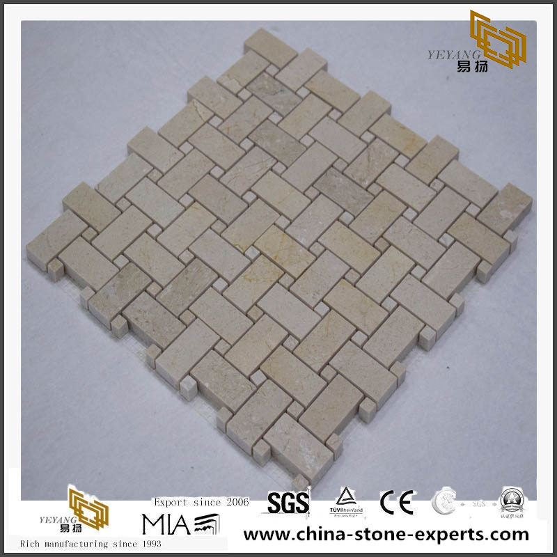 Decoration Beige Marble Basket Weave Stone Tile Swimming Pool Mosaic And Wall Tiles