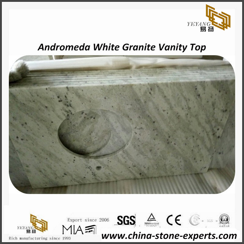 Luxurious Andromeda White granite kitchen countertops & bathroom vanity tops
