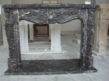 Black/Nero Marquina Freestanding Indoor Marble Fireplace