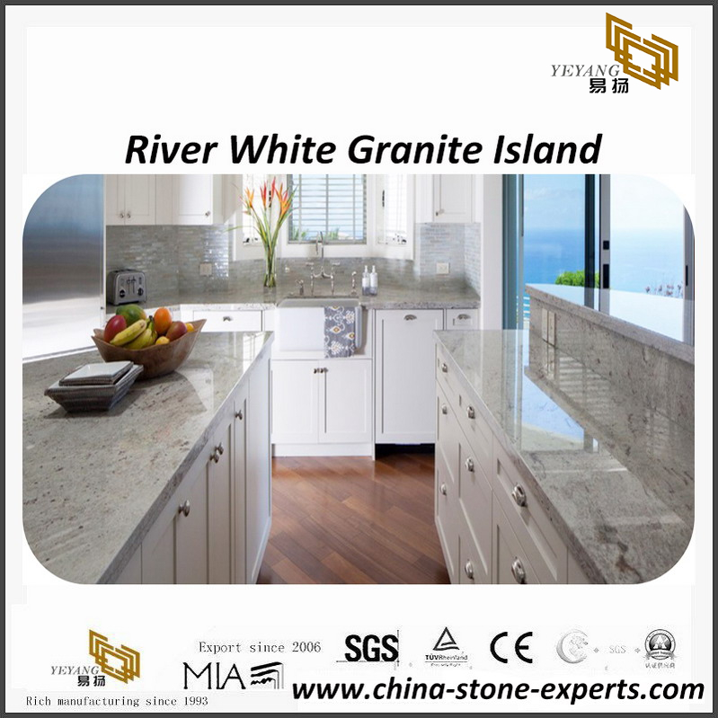 Splendid River White granite kitchen countertops for residential project