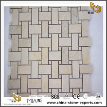 Decoration Beige Marble Basket Weave Stone Tile Swimming Pool Mosaic And Wall Tiles