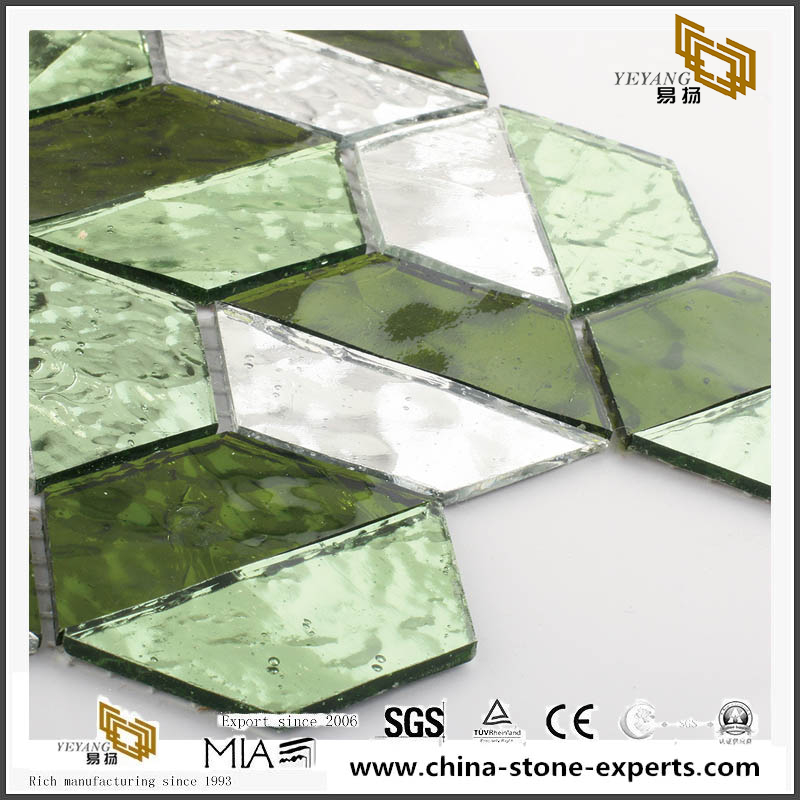 Design Green And White Bathroom Tiles Crystal Glass Mosaic