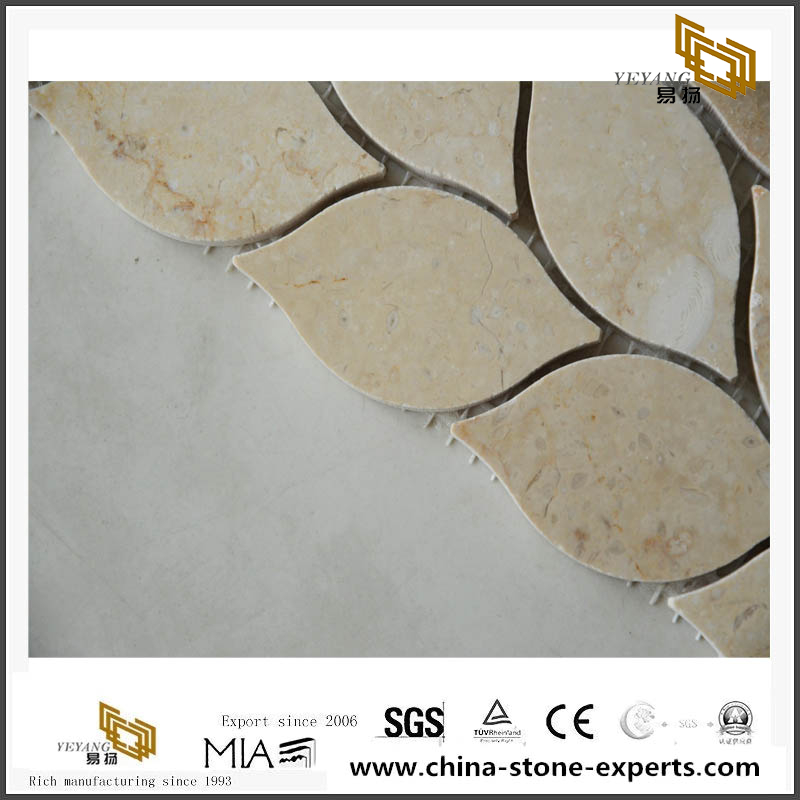 Leaf Shaped Mosaic For Backsplash Tile Stone Beige Marble Mosaic