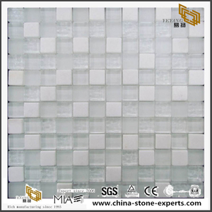 Decor Wall Tile White Crystal Stone Mosaic Mixed Feeling Tile