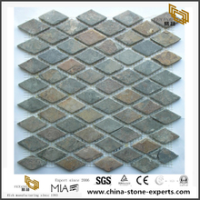 Natural Stone With Dark Color Tiles Rusty Slate Diamond Mosaic Tiles