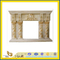 Antique Cararra and Botticino Beige Marble Travertine Stone Fireplace(YQA)