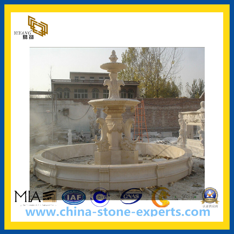 Beige Marble Stone Dolphin Water Fountain(YQG-CS1011)