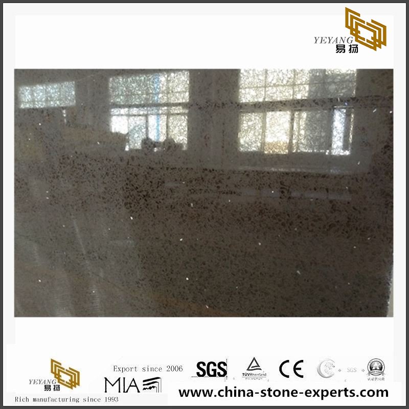 China Coffee Brown Quartz Stone Countertop with cheap price 