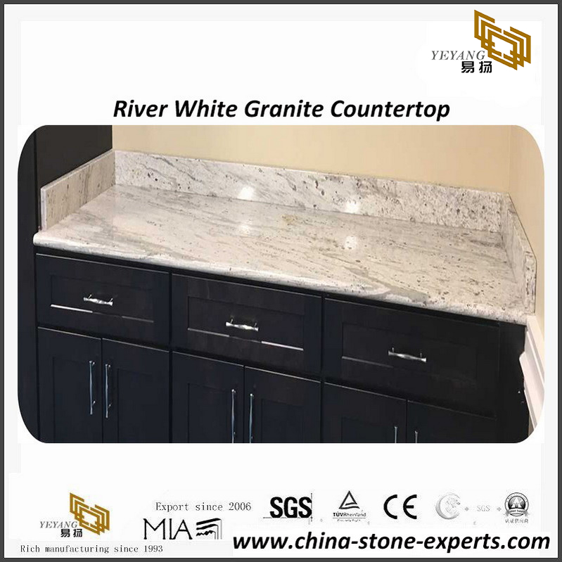 Splendid River White granite kitchen countertops for residential project