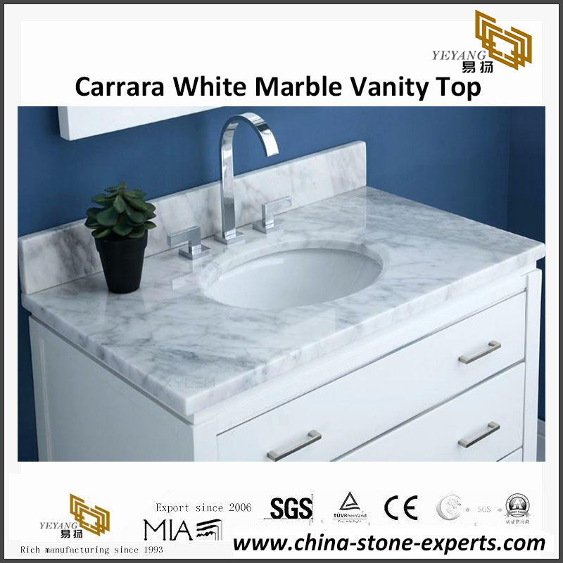 Carrara White Marble Bathroom Vanity Top for hotel project