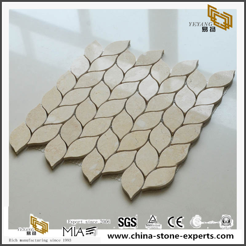 Leaf Shaped Mosaic For Backsplash Tile Stone Beige Marble Mosaic