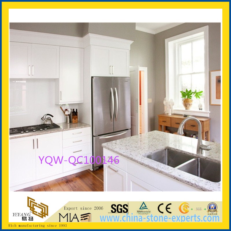 Custom Solid Yellow/White Quartz Stone Countertop for Indoor Decoration