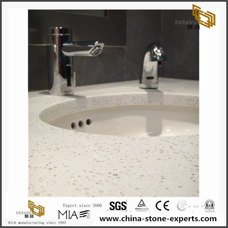  China Frost White Quartz Countertops & Vanity Tops with cheap price
