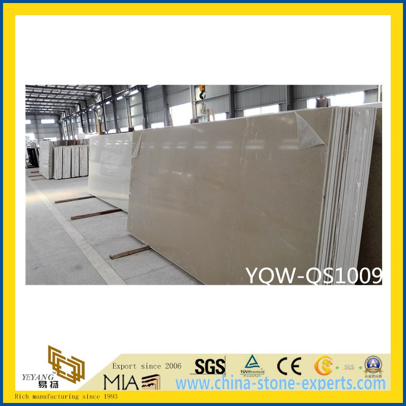 Beige Artificial Quartz Stone Slab for Home &amp; Hotel Countertops/Tiles