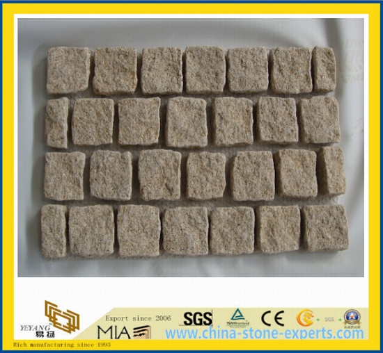 Flamed+Tumbled Rusty Yellow (G682) Granite Meshed Paving Stone and Paver-Yya