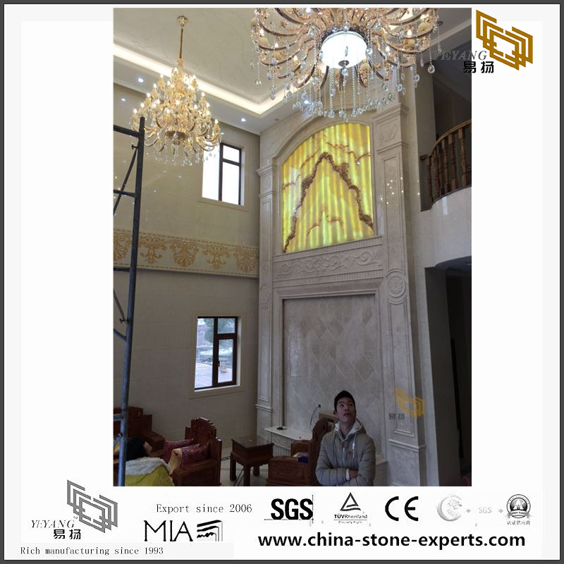 Buy Discount Translucent Onyx Marble Background for Hall Design (YQW-MB0726027）