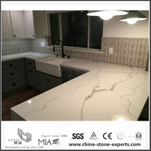 Diy Prefab White Calacatta Quartz Kitchen Countertops(YQW-QC0629014)