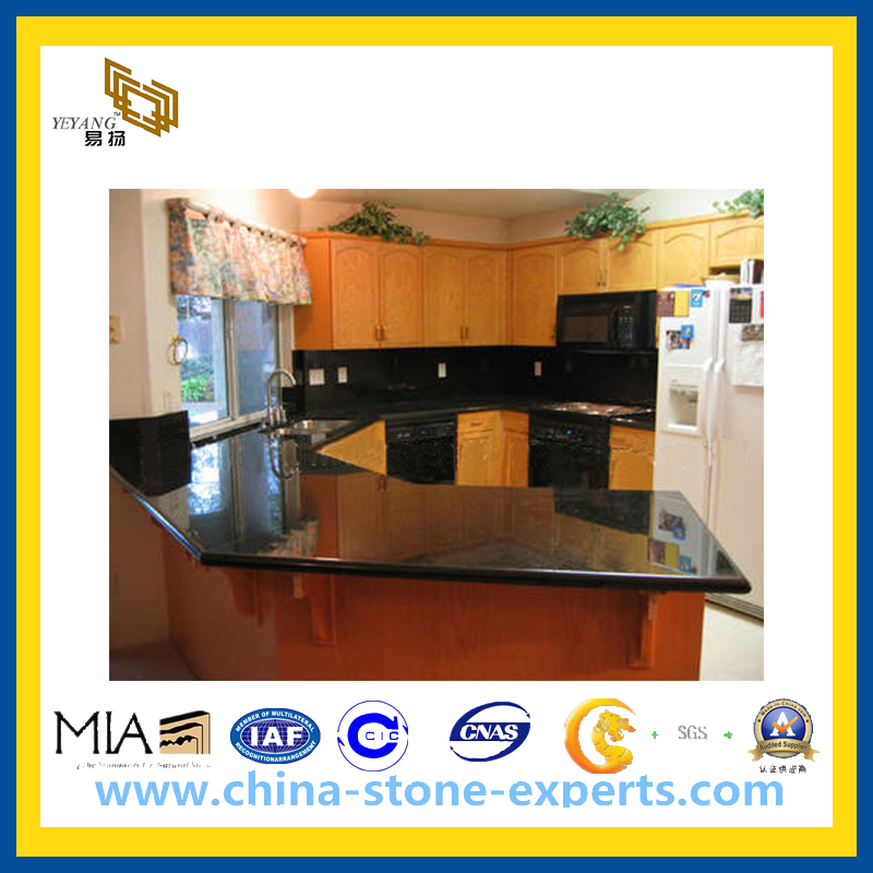 Hot Sell Polished Black Galaxy Granite Kitchen Countertops