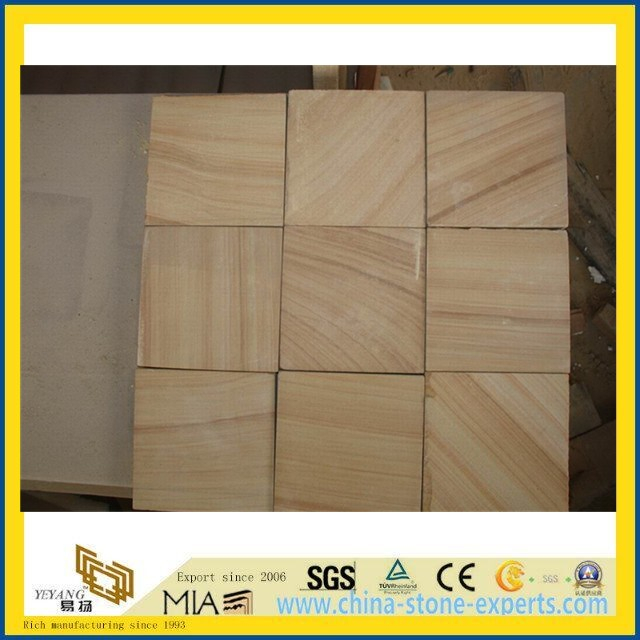 Wooden Yellow Sandstone for Wall Tile/Cladding (YYT)