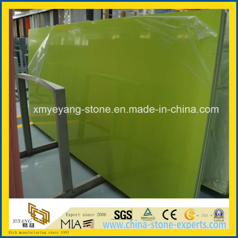 Apple Green Artificial Quartz Stone Slab for Kitchen Countertop
