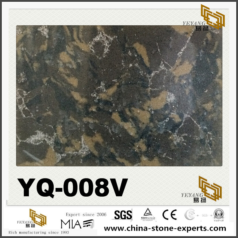 Quality Dark Brown Quartz Slab YQ-008V Series