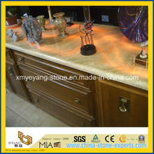 Full Bullnose Backlit Honey Onyx Cabinet Top for Room Decoration