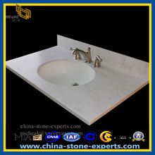 White Marble Bathroom Vnity Top with Sinks （YQZ-MC1001）