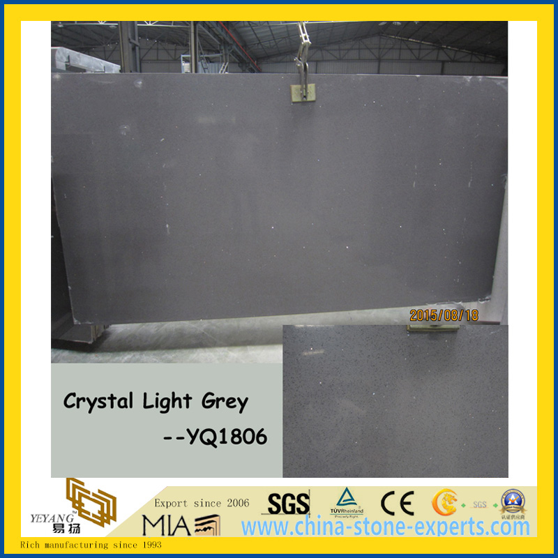 Hot Products Crystal Light Grey Artificial Quartz Stone Slabs