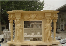 Decorative Hunan Beige Marble Fireplace Mantel