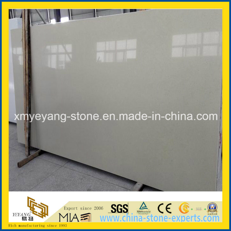 Beige Artificial Quartz Stone Slab for Cuntertop or Table Top