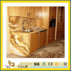 Natural Stone Polished Honey Onyx Marble Countertop for Kitchen/Bathroom (YQC)