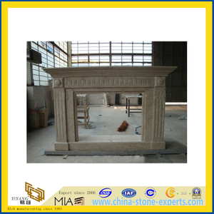 Creamy Stone Limestone Fireplace Mantel with Antique & Europe & New Style(YQC)