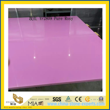 Polished Pure Rosy Artificial Quartz Slabs for Kitchen Countertops (YQC)