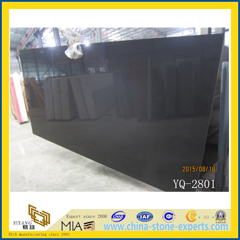 Artificial Marble Pure Black Quartz Stone Slabs (YYL)