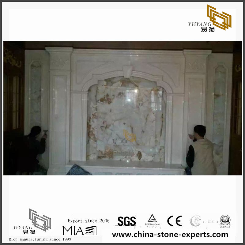 Hot selling White Marble Backgrounds for Hall,Bathroom Wall Design (YQW-MB072605）