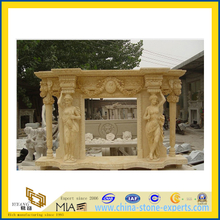 Decorative Hunan Beige Marble Fireplace Mantel(YQC)