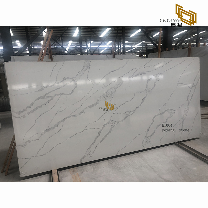 Polishing white quartz countertops for the kitchen and bathroom - E1004