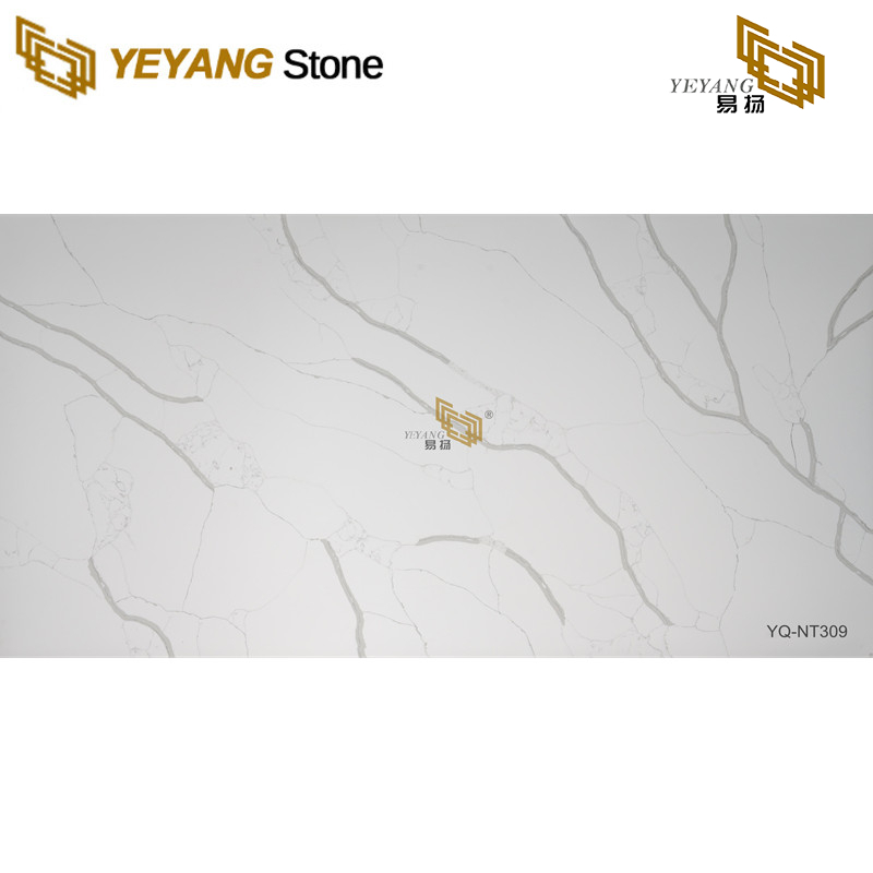 China Calacatta Quartz Engineered Stone For Bathroom Vanity Top NT309