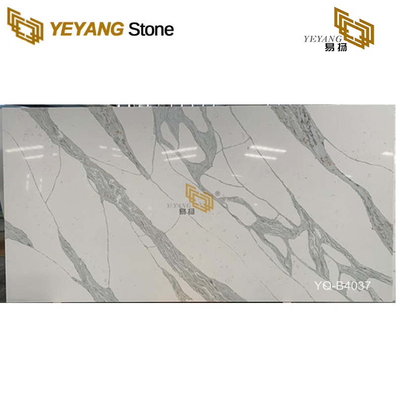 Quartz Calacatta For Kitchen Counter Waterfall Island B4037