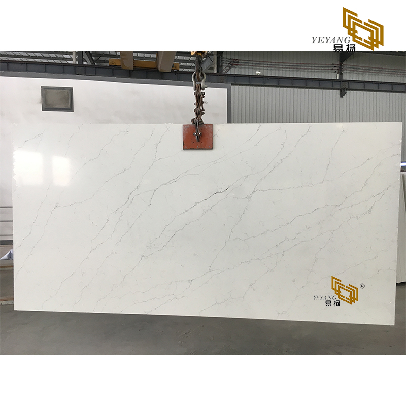 Fine lines gery quartz with white bottom quartz slabs for engineering YH-3