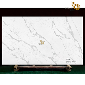 Light color stone white calacatta quartz slabs for project(A5004)