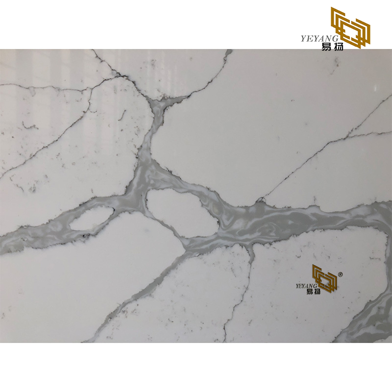 Polished Calacatta Quartz Design Kitchen Countertop Bathroom Vanity Tiles B4013