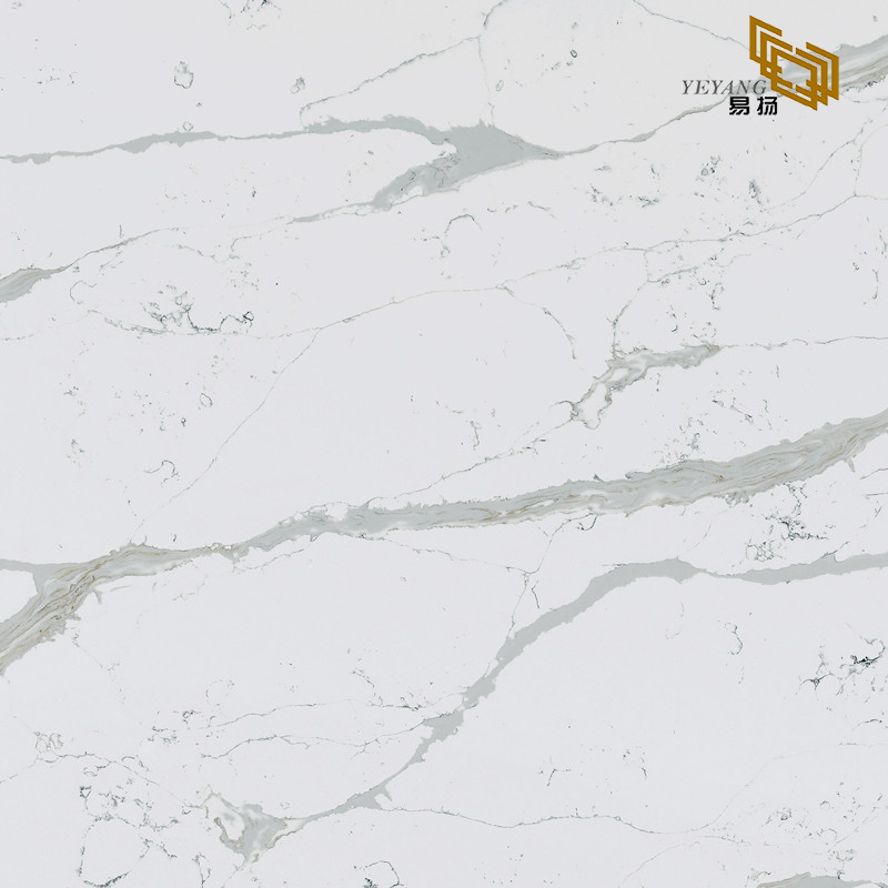 Bright White Quartz With Grey Veins For Bathroom Vanity Top A5078