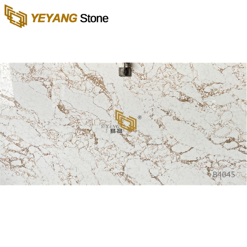 White quartz golden veins slab for projects