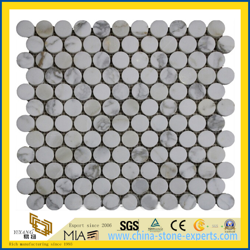 Calacatta Gold Marble Mosaic Tiles, Italy White Marble Mosaic, Calacatta White Mosaic Tiles,Basketweave Mosaics,Stips Mosaics, Herringbone Mosaics, Octagon Mosaics (YQA-MM1007)