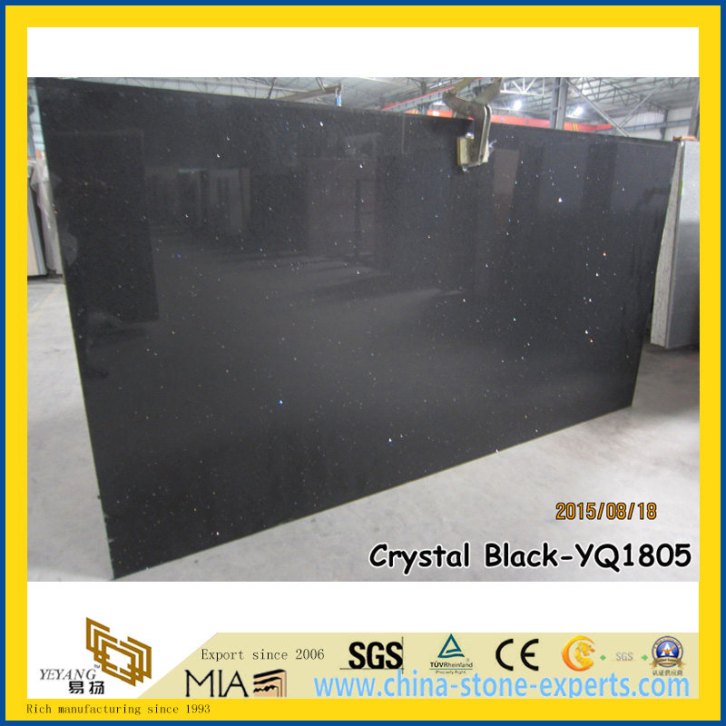 Good Sale Crystal Black Quartz Stone Slabs (YQ-1805)