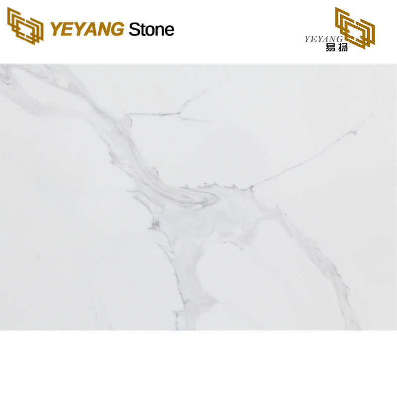 Pure White Bottom Light Gray Veins Calacatta Quartz Countertops B4025