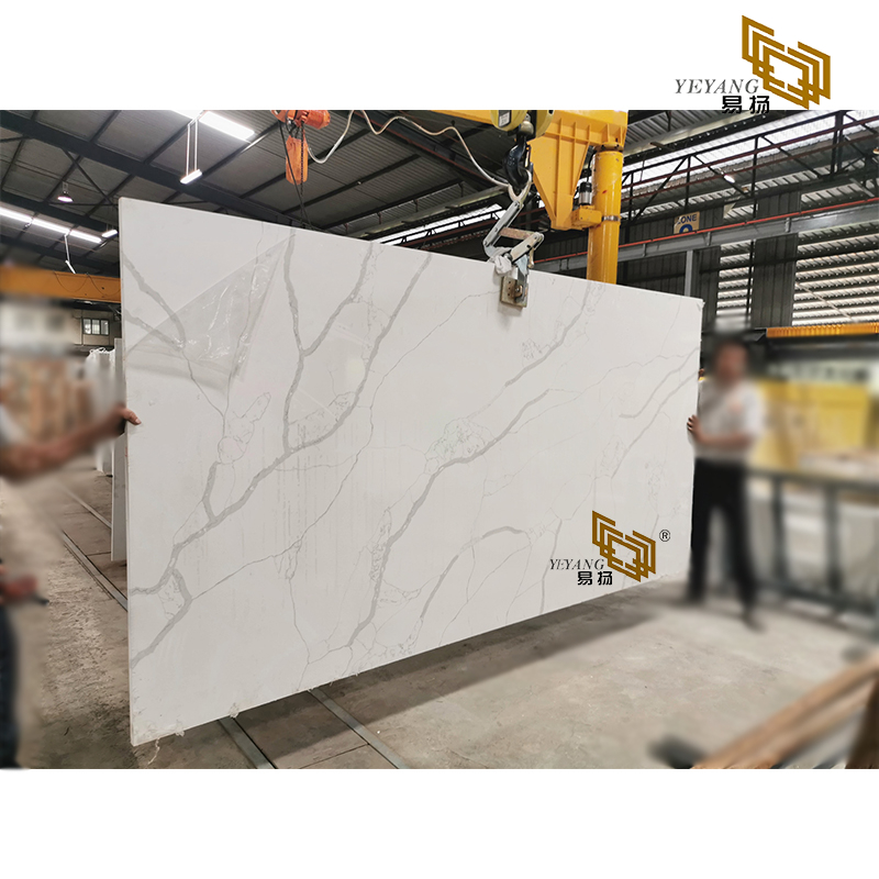 Calacatta white quartz kitchen countertops project manufacture YQ-NT309