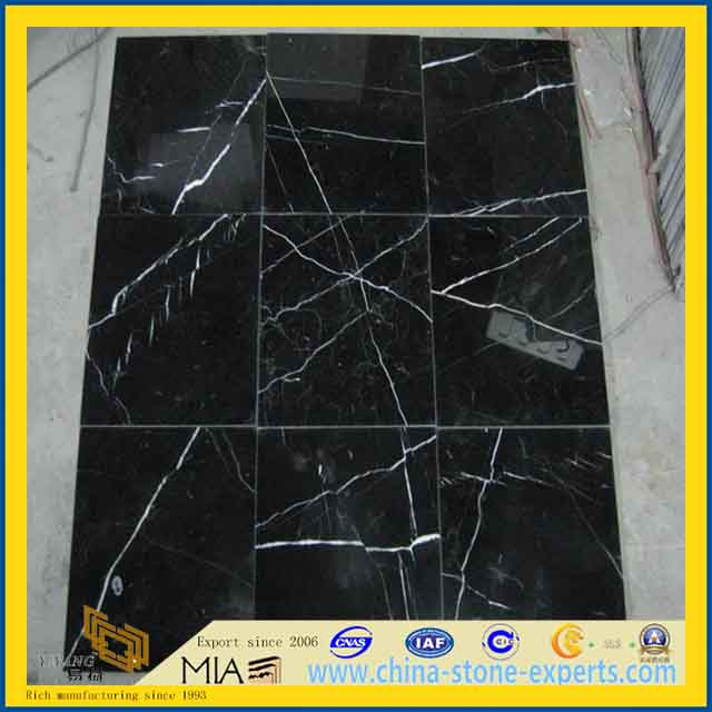 Nero Marquina Black Marble Tiles for Flooring and Wall / Bathroom/Backsplash